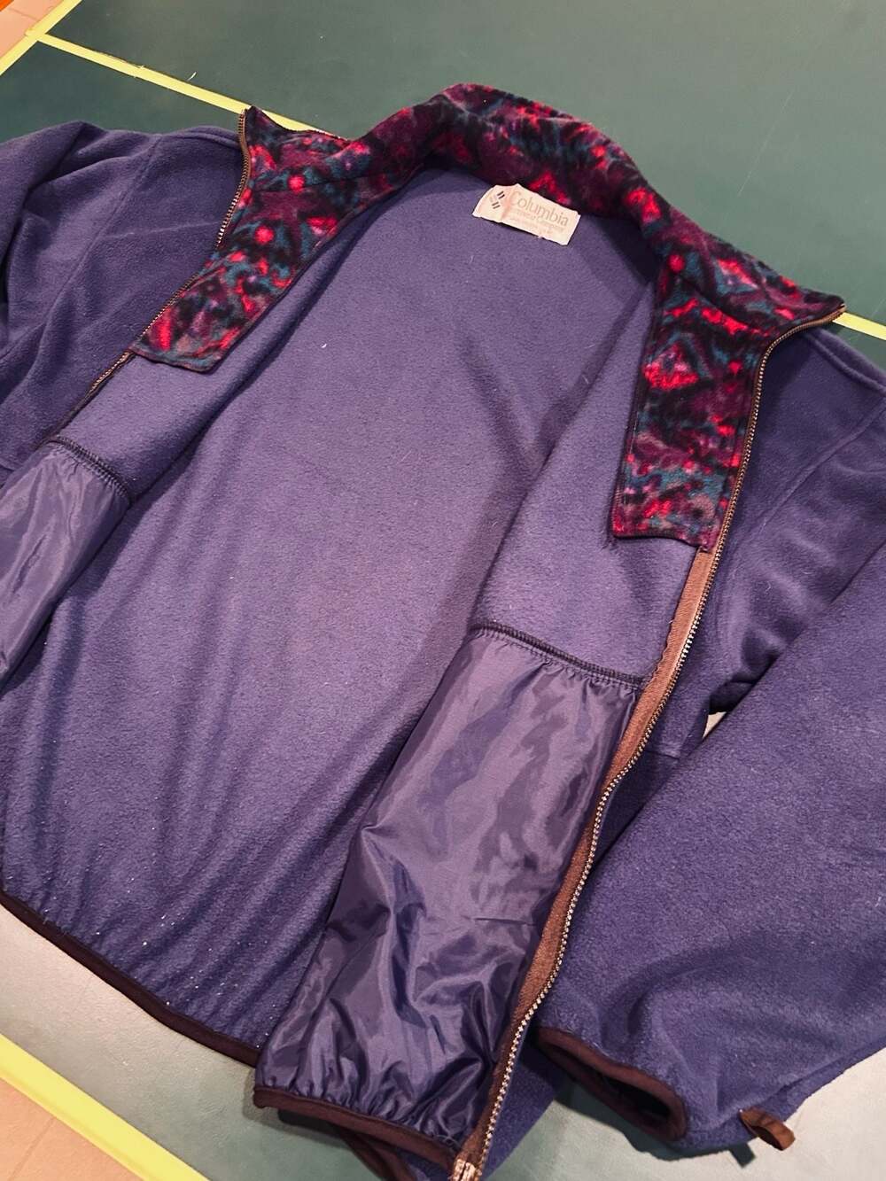 Vintage 90s Columbia Purple & Brown Geometric Fleece Full Zip Jacket
